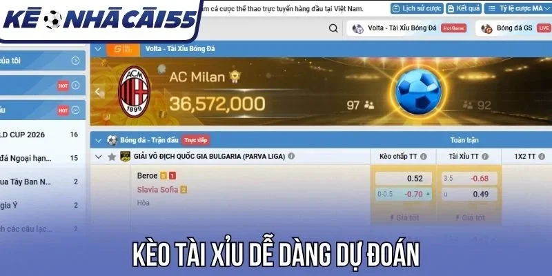 Kèo tài xỉu dễ dàng dự đoán